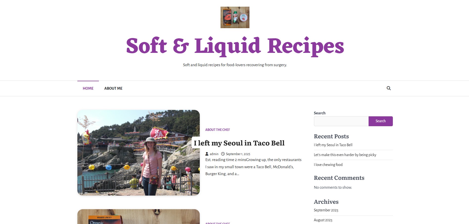 screenshot of website